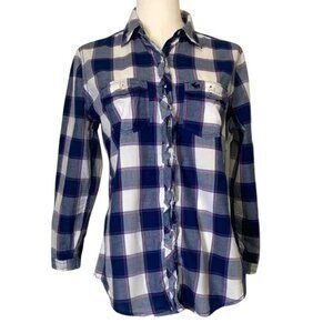 Abercrombie & Fitch Blue and White Plaid Button-Up Shirt. Size M.